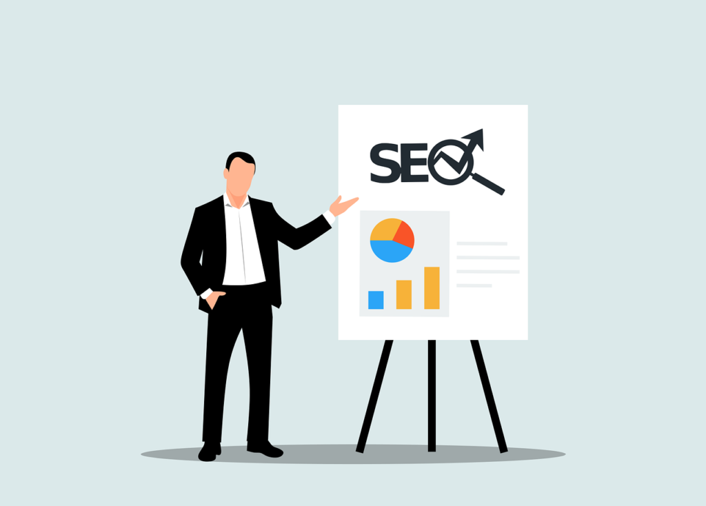 SEO Services graph going up.
